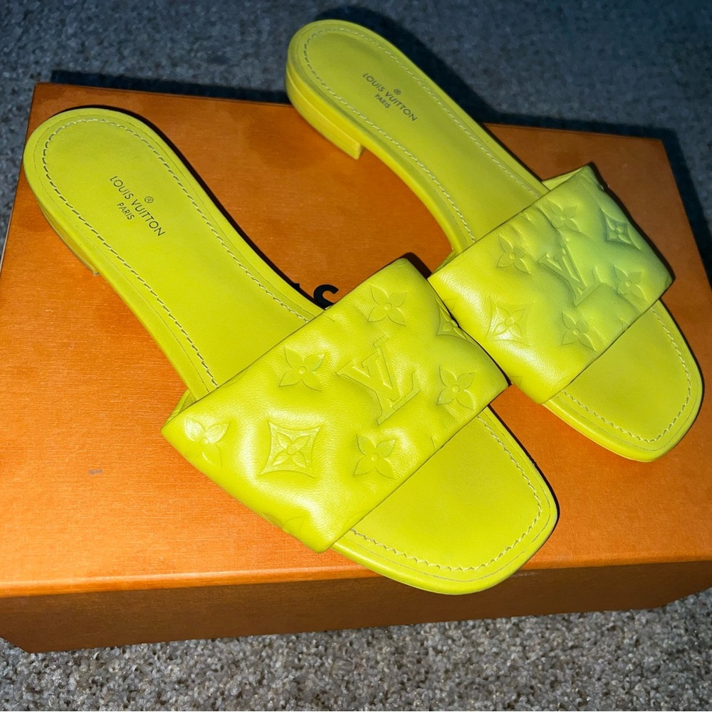 Authentic Louis Vuitton yellow mule sandals